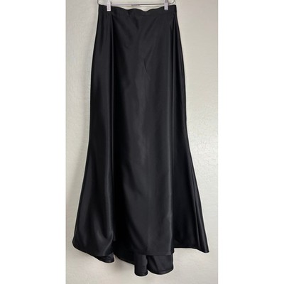 Tadashi Shoji Black Satin Evening Mermaid Maxi Skirt High Low Sz 10 2104