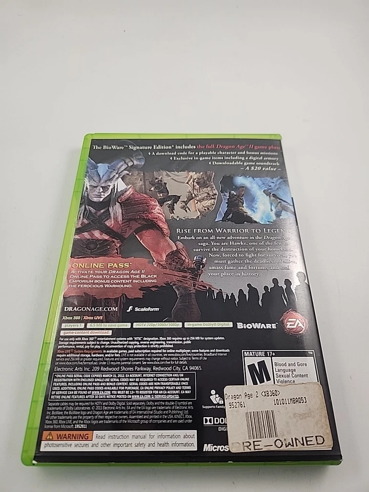 Dragon Age II 2 - BioWare Signature Edition (Xbox 360) Completo - Sin probar tal cual Foto 4 de 4