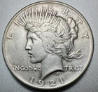 1921  PEACE DOLLAR   VF DETAILS  KEY DATE  @1377