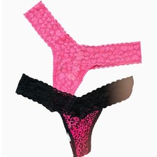 Y2K Mcbling Rare VS The Lacie Thong Set Pink Heart Lace and Leopard Print