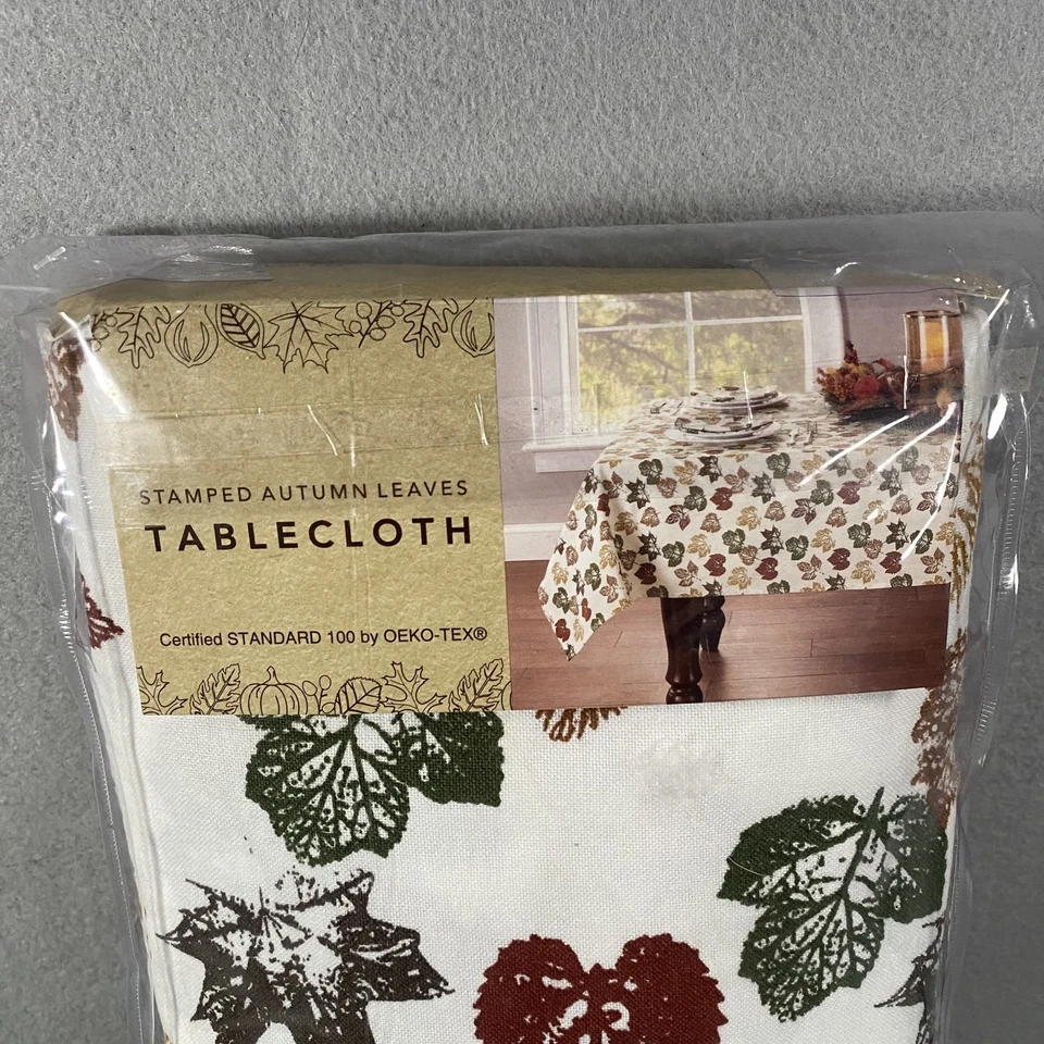New Stamped Autumn Leaves Tablecloth Fall Thanksgiving 60in x 144in Oblong/Oval - Image 3 of 4