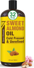 , Pure Cold Pressed Sweet Almond Oil - Big 32 Fl Oz Bottle - Unrefined 100 Nat