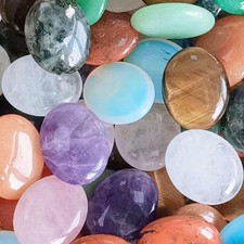 10PCS Healing Crystals Palm Stone Set Oval Crystal Amethyst Rose Quartz Obsid...
