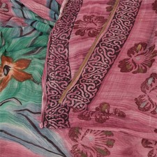 Sanskriti Vintage Pink Sarees Blend Georgette Printed Sari 5 Yard Craft Fabric