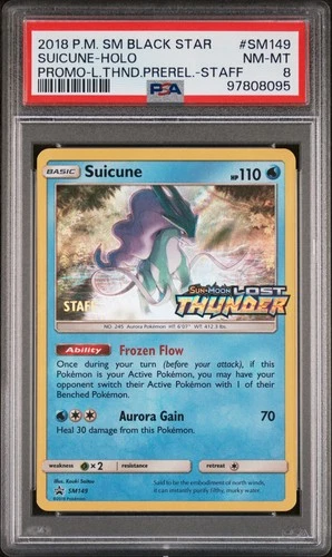 2018 POKEMON SM BLACK STAR PROMO #SM149 SUICUNE-HOLO PSA 8
