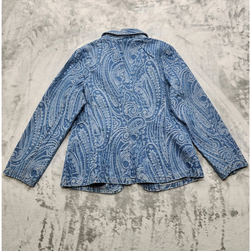 Chaqueta Solitaria Mujer M Azul Denim Estampado Paisley Blazer Boho Boho  Foto 3 de 4