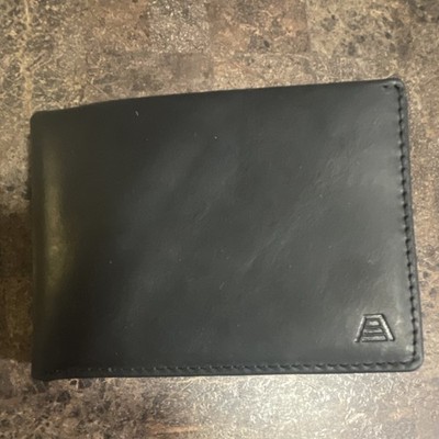 Andar Black Bifold Men's Wallet Credit Card Folding Solid Logo Accent