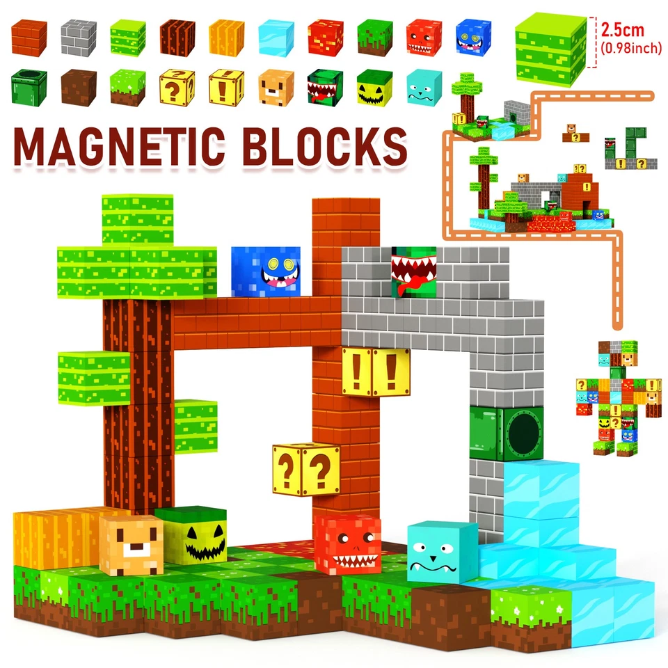 100-800Pc Magnetic Building Blocks Set Magnet Christmas Gift Kid Educational Toy - Image 2 of 4