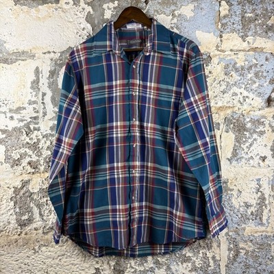 VTG Egon Von Furstenberg Plaid Button Down Shirt Single Needle Tailoring L