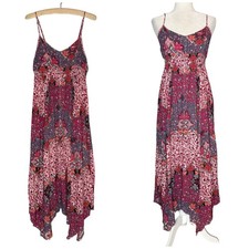 American Eagle Midi Dress M Patchwork Boho Festival Cottagecore Asymmetrical