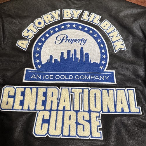 Lil Bink Generational Curse Leather Jacket L Varsity Jacket With Patches - Picture 9 of 11