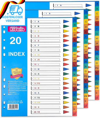 Thboxes Register Für Ordner A4 A-Z, 3Er Set 20-Teilige Ordner Trennblätter Bunte