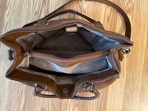 Michael Kors Hamilton Large Camel Brown Leather Satchel Handtasche Schultertasche - Bild 9 von 18