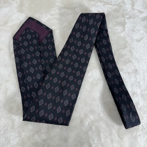 Jacobs Roberts Silk Men's Necktie USA Black w/ Gray, Red, Teal Geometric Pattern - Picture 4 of 7