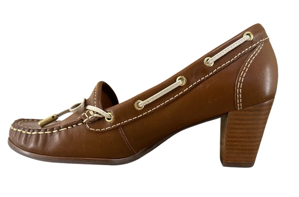 Zapatos de salón con corbata Sebago Lisbon para mujer talla 8,5 artesanales de cuero marrón Foto 3 de 4