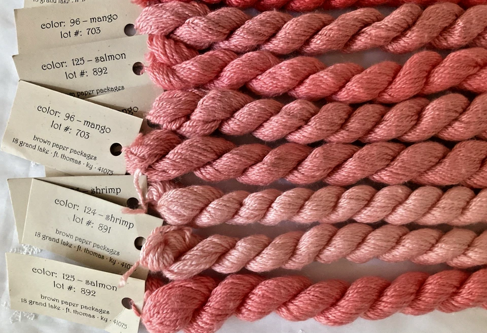 Needlepoint Embroidery Thread Ribbon Lot of 10 Silk & Ivory Corals to Reds New - Image 3 of 4