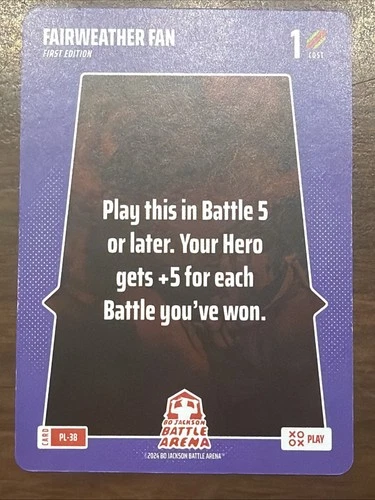 2024 Bo Jackson Battle Arena SP Play #PL-38 First Edition Fairweather Fan