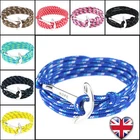 Bracelet Anchor Women Men Hope Hook Adjustable Leather Nautical String Gift UK