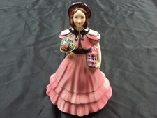 VINTAGE GOLDSHEIDER MUSIC BOX WITH HAPPY B'DAY SONG FIGURINE LADY HOLDING GIFTS 