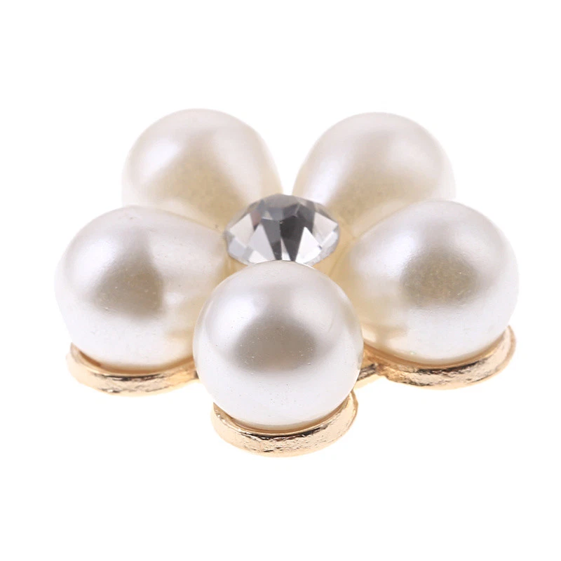 5x Pearl Rhinestone Flower Adhesive Button Buckle Women Clothing Decor Supplies - Image 2 of 4