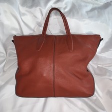 Pre-loved Authentic Tumi Brick Red Pebble Grain Leather Zip Top Tote Satchel