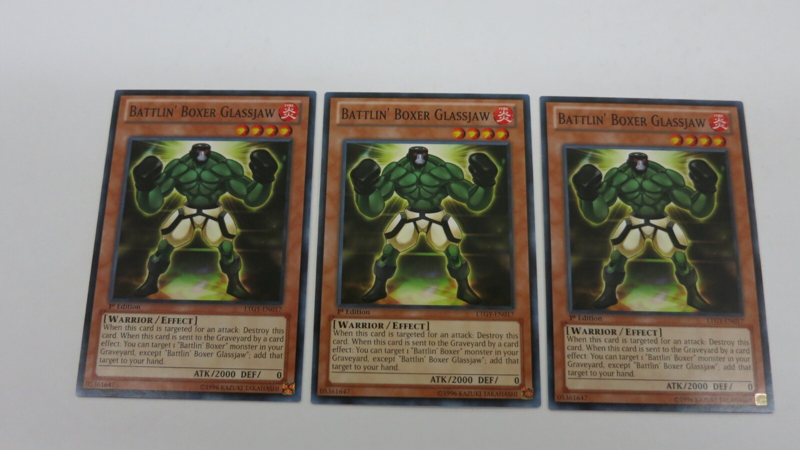 3x BATTLIN' BOXER GLASSJAW 1ST EDITION LTGYEN017 COMMON YUGIOH NM