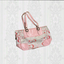 Vintage Coach shoulder bag pink with brown in...