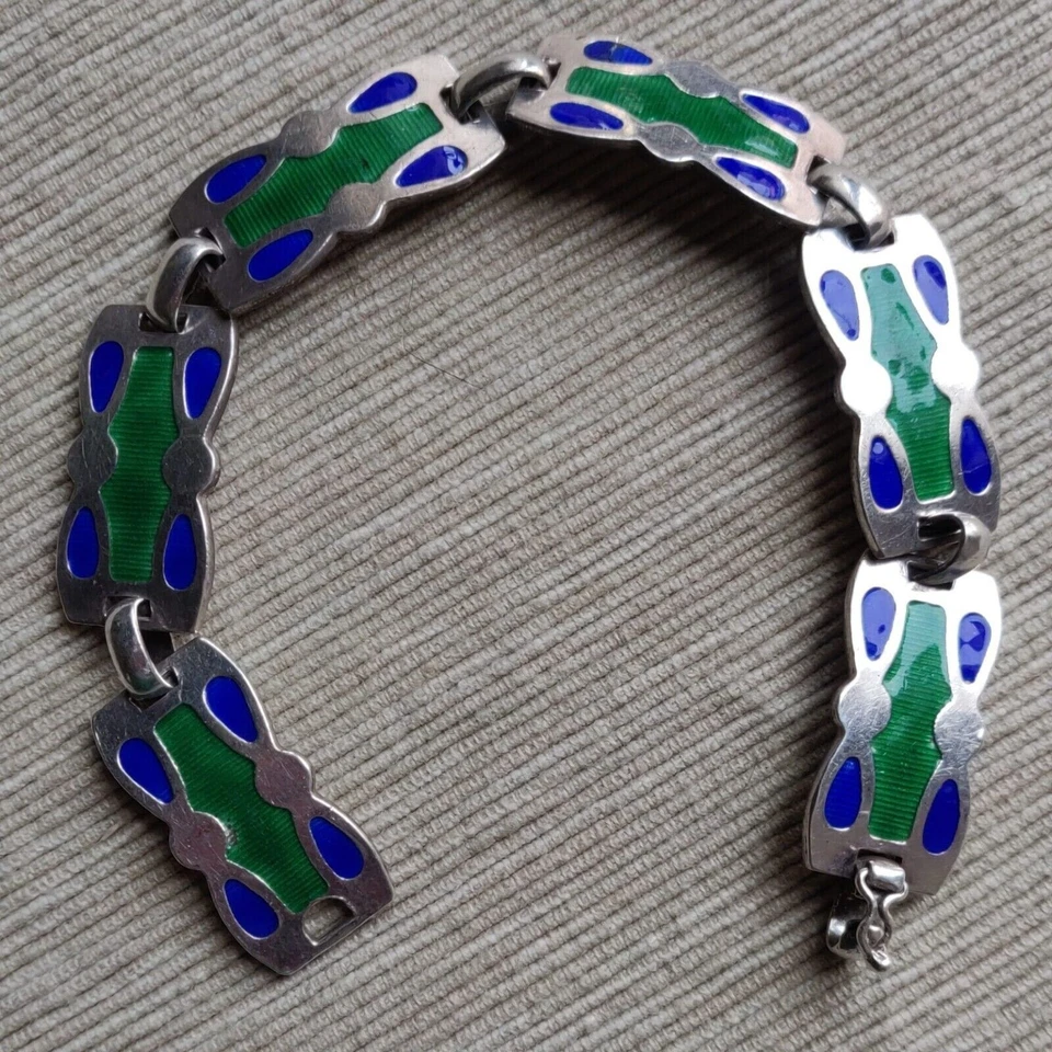 Bracciale Vintage anni '70 in argento 800 e smalto - Immagine 2 di 4
