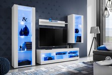 NEW Wall Unit Living Room Furniture in Matt LED Lighting Tivoli Set Medio