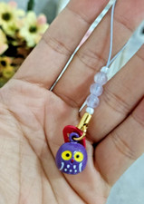 vintage good luck keychain, Purple Owl, Free shipping