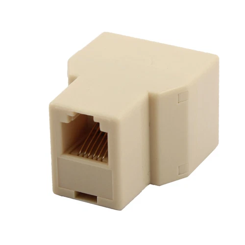 RJ12 6P6C 1 Female to 2 Female Telephone Wire Cable Connector Splitter Beige