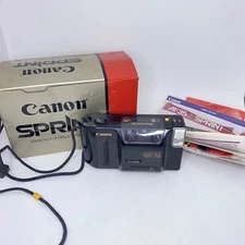 Canon Sprint AF35J 35mm Film Point and Shoot Camera Instructions Box Works
