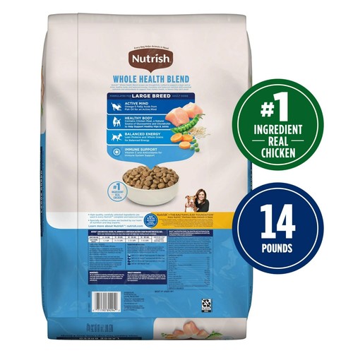 Nutrish Large Breed Real Chicken, Whole Health Blend Hundetrockenfutter, 14 Pfund Tasche - Bild 2 von 10