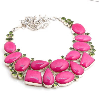 Galaxy Jasper Peridot Gemstone Handmade Necklace Jewellery Size 18 Inches