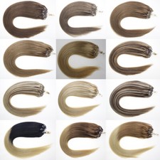 14"-24" 1g 7A* doppelt gezeichnete indische Remy Schleife Micro Ring Echthaar Extensions UK
