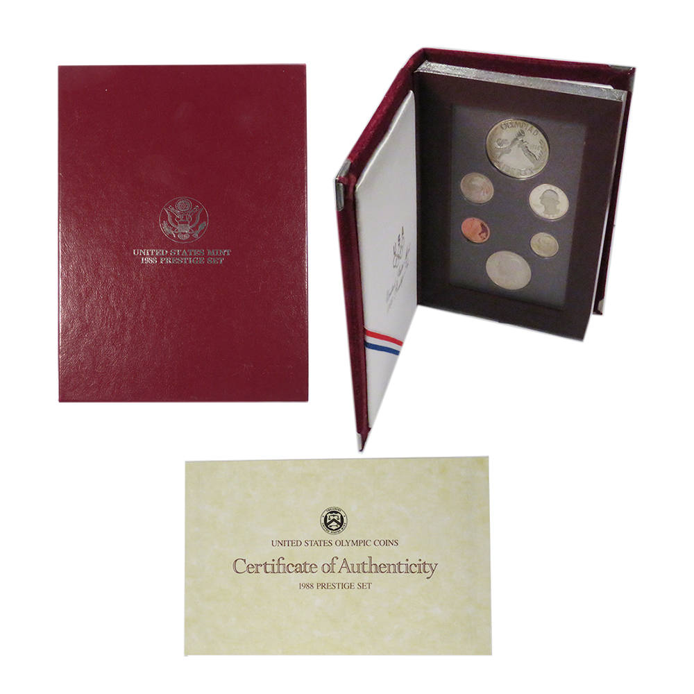 1988-S US Mint 90% Silver Prestige 6 Coin Set Grades Proof