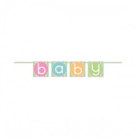 Girlande Baby, Bunt, 0,6M - Baby Shower Baby Party Geburt Taufe