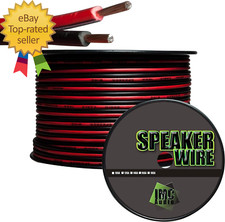 100' Feet 16 Ga Gauge Red Black 2 Conductor Speaker Wire Audio Cable for Car