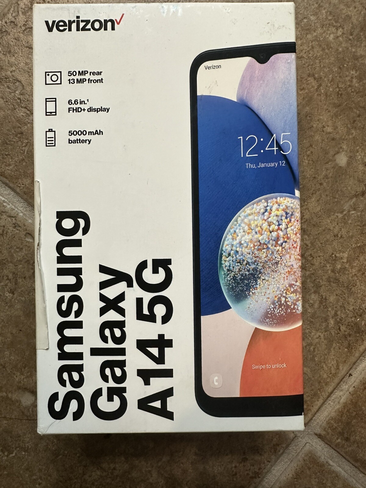 Verizon Samsung Galaxy A14 5G 64GB Black Prepaid Smartphone 6.6" 50MP