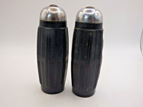ANTIQUE CELLULOID HANDLEBAR GRIPS - NICKEL PLATED BRASS END - NOS - Imagen 3 de 8