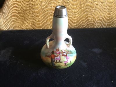 Eventuell Königliche Bayreuth Keramik Vase mit Silberkragen 