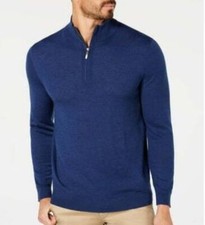 NEW Club Room Crew Neck 1/4 Zip Navy Blue Knit Sweater Pull Over Men's XXL