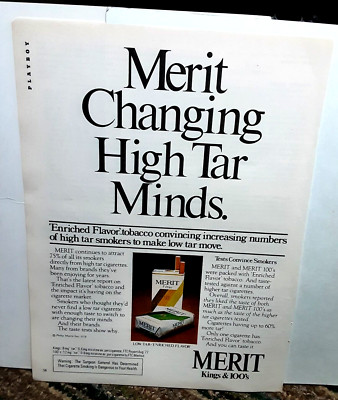 1978 Merit Cigarettes Kings and 100s Vintage Print Ad 70s