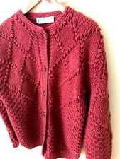 *GREEK KNITWEAR* HAND MADE  100% WOOL CARDIGAN SWEATER** US XL
