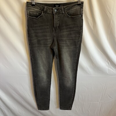 Vera Moda Damen schwarz Denim Skinny Jeans Größe 14 hoher Bund Stretch