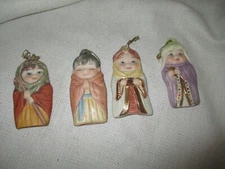 Christmas Ornaments nativity manger set lot 4 porcelain wiseman joseph shephard