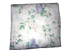 VINTAGE JCP PENNEY LILACS PURPLE GREEN FLORAL PERCALE (1) QUEEN FITTED SHEET 7'