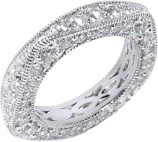 Eternity Band Engagement Ring Cubic Zirconia 14k Gold Plated 925 Sterling Silver - Image 2 of 4