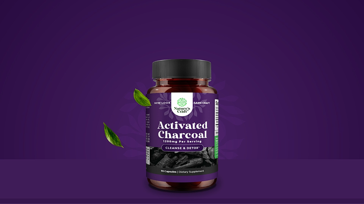 Cleanse and Detox Activated Charcoal Capsules Purifying 1200mg Per
