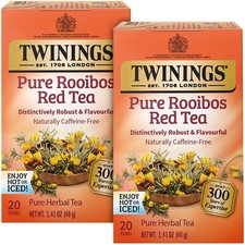 2 Pack - Twinings Pure Rooibos Red Herbal Tea Bags - Caffeine Free - 20 Count